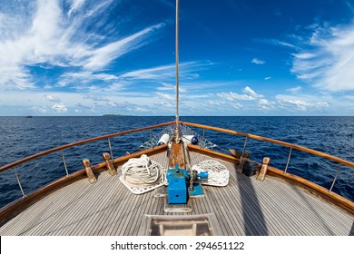 Sailing boat on the wide open ocean