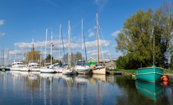 Sailing Boats And Yachts On The Exeter Canal At Turf Lock