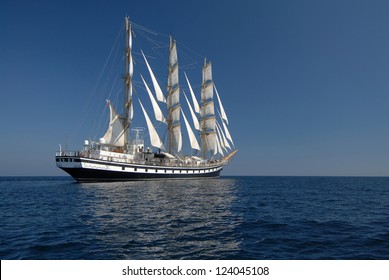 Sailing Frigate Under Full Sail In The Ocean