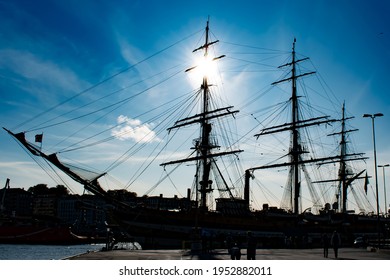 Sailing Historical Boat In The Historical City Center Of The Old Hansa City Of Bergen