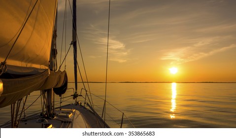 Sailing Into The Sunset. Yachting