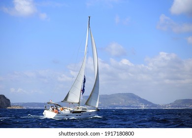 Sailing in the Mediterranean Sea along the italian coast