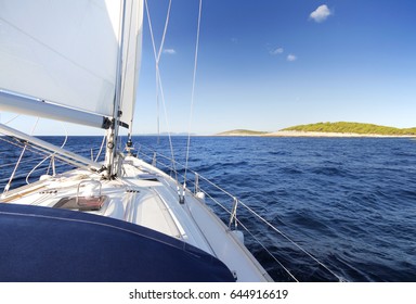 Sailing With Sailboat In Kornati, Croatia