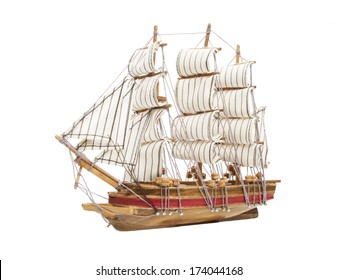 Sailing Ship Model Isolated On White Background