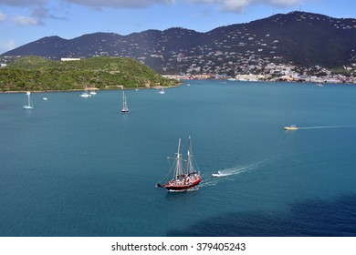 Sailing Ship Near Saint Thomas, US Virgin Islands