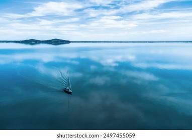 sailing ship on the Balaton before mooring - Powered by Shutterstock