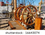 Sailing ship steering wheel; United States Coast Guard barque "Eagle"; San Diego, California
