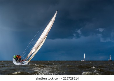 Sailing Yacht Going Before Storm