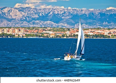 Sailing In Zadar Waterfront Summer View, Dalmatia, Croatia