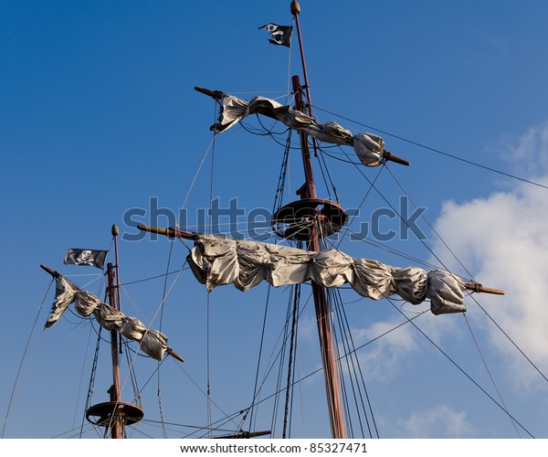 Sails Flags Pirate Ship Stock Photo (Edit Now) 85327471