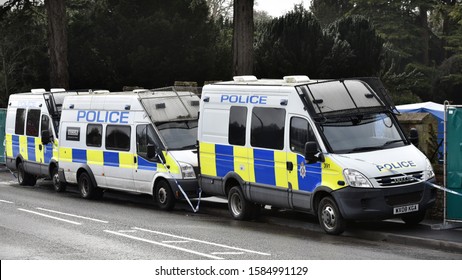 Sailsbury, UK - 2 March, 2018: Police Attend A Crime Scene At A Cemetery. Police Were Investigating The Poisoning Of Former Russian Spy Sergei Skripal.