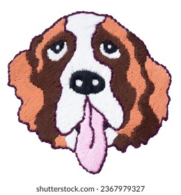 saint bernard dog pet head icon logo symbol animal cartoon art design illustration embroidery needlework hand craft sewing handmade woman hobby handicraft collage pattern canvas textile background - Powered by Shutterstock