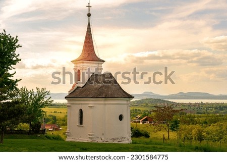 Saint Donat chapel in Balatonlelle on the Kishegy Small Mountain next to lake Balaton with a nice view .