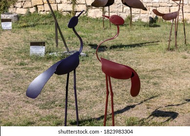 Saint Emilion, France - September 8, 2018: Contemporary Art, An Outdoor Metalwork Exhibition In Saint Emilion, France