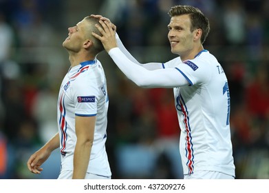 SAINT ETIENNE- FRANCE,  J UNE 2016 : Gunnarsson  In Action During Football Match  Of Euro 2016  In France Between Portugal Vs Island At The Stade Geoffroy Guichard On June 14, 2016 In Saint Etienne
