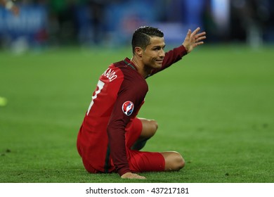 SAINT ETIENNE- FRANCE,JUNE 2016:Cristiano Ronaldo In Action During Football Match  Of Euro 2016  In France Between Portugal Vs Iceland At The Stade Geoffroy Guichard On June 14, 2016 In Saint Etienne
