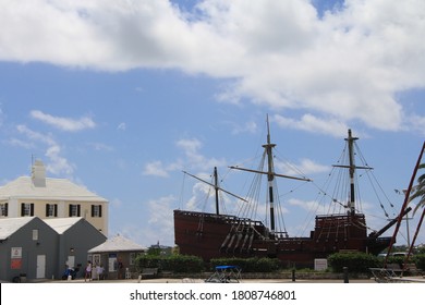 Saint George, Bermuda / Bermuda - October 18 2019: Classic Wooden Ship Docked At The Shipyard In Saint George Bermuda