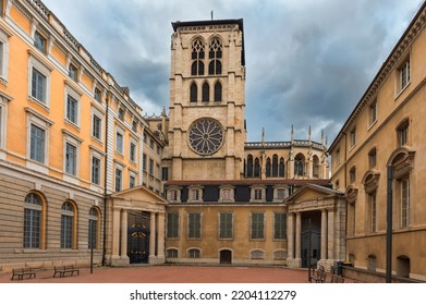 Saint Jean Cathedral And Palace Courtyard, Lyon, Rhône Alpes, France