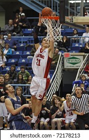 SAINT JOHN, CANADA - FEBRUARY 26: Brad States Of Bathurst Tries To Dunk At The N.B. High School Senior Boys AAA Basketball Final February 26, 2011 In Saint John, Canada. Bathurst Beat Leo Hayes 98-89.