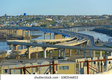 Saint John Harbour Bridge And Throughway In Saint John, New Brunswick, Canada.