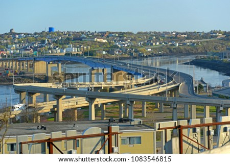 Saint John Harbour Bridge and Throughway in Saint John, New Brunswick, Canada.