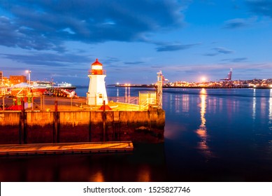 Saint John Harbour With Coastguard Lighthouse, New Brunswick, Canada.