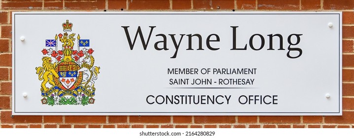Saint John, NB, Canada - June 5, 2022: The sign identifying liberal Member of Parliament Wayne Long's constituency office.