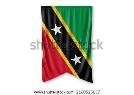 Saint Kitts and Nevis flag and white background. - Image.