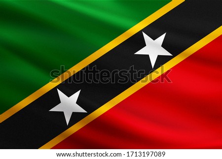 Saint Kitts and Nevis national flag with fabric texture