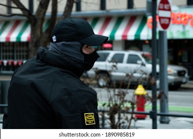 SAINT LOUIS - January 9, 2021: A Member Of The Oath Keepers, A Far-right Wing Militia Group Wearing Concealed Body Armor Is Spotted At A Rally Calling For The Resignation Of Senator Josh Hawley (R-MO)