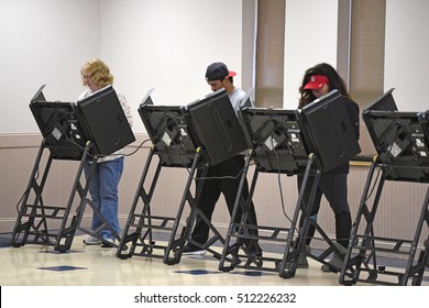 Saint Louis, MO - November 8, 2016: Voters Come To Their Polling Places To Exercise Their Right To Vote In The Presidential Elections In Saint Louis, Missouri