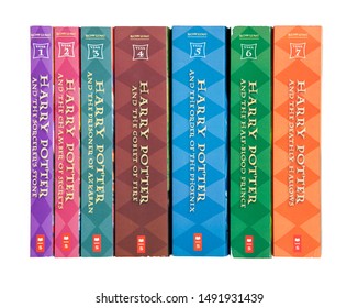 Saint Louis, MO . USA - 02.02.2011: All Seven Harry Potter Novels By JK Rowling On White Background