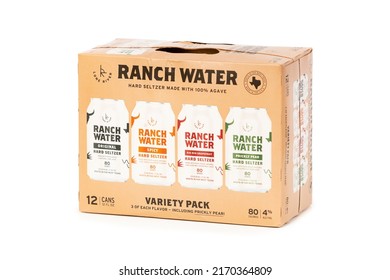 Saint Louis, MO . USA - 06.20.2022: Lone River Ranch Water Hard Seltzer In Cans . Isolated, Canned Alcohol Products On A White Background.