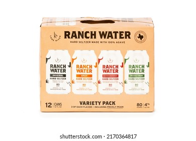 Saint Louis, MO . USA - 06.20.2022: Lone River Ranch Water Hard Seltzer In Cans . Isolated, Canned Alcohol Products On A White Background.