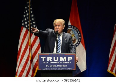 Saint Louis, MO, USA - March 11, 2016: Donald Trump talks to supporters at the 