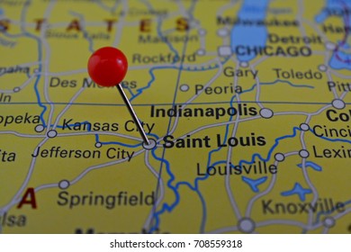 Saint Louis Pinned On Map, City Of Missouri