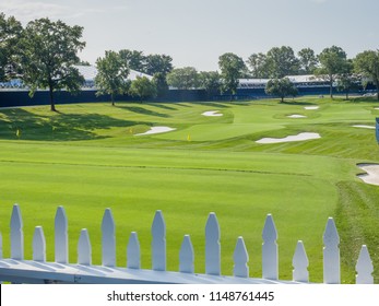 SAINT LOUIS, UNITED STATES -Aug 3, 2018: Wide Shot Of Practice Range At Bellerive Country Club Which Is The Location Of The 100th PGA Championship