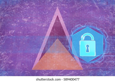 Saint Lucia network protected. Computer safety concept.