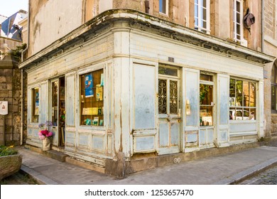 Saint - Malo, France - July 15th, 2018: The old traditional library Septentrion at a corner of the old city in Saint -Malo, France.