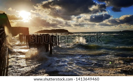 Saint Malo high tide at sundown