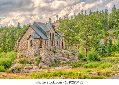 Saint Malo's Chapel on the Rock in the Rocky Mountains National Park area in Colorado
