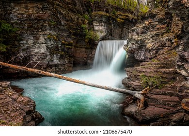 The Saint Mary Falls In The US Glacier National Park, Montana