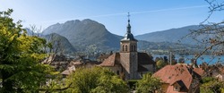 Saint Maurice Church In Talloires, On The Banks Of Lake Annecy, In Haute Savoie, France.
