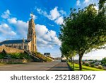 SAint michel mont Mercure : A view of the church of SAint michel mont Mercure, the highest point in the Vendée region, west france.