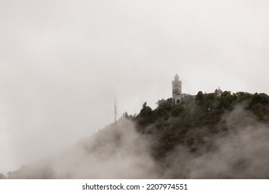 Saint Mountain Over Nova Gorica - Sveta Gora Slovenia In Copy Space Foggy Day 