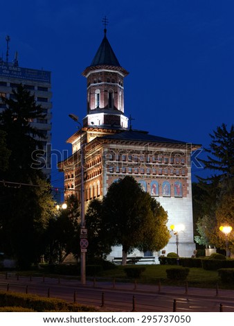 Saint Nicolas church in Iasi, Romanis at night Imagine de stoc © 