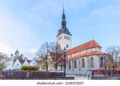 Saint Olaf church in the center of old medieval town of Tallinn in Estonia Unesco world heritage site