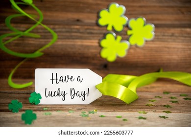 Saint Patrick's Day Decoration, Label With English Text Have A Lucky Day - Shutterstock ID 2255603777