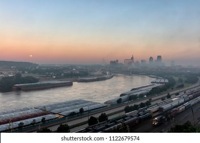 Saint Paul, Minnesota Skyline With The Mississippi River.