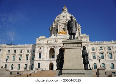 Saint Paul, Minnesota USA - October 10th, 2021: Statue Of Knute Nelson Former Republican Governor Of Minneapolis Minnesota From 1893 To 1895.